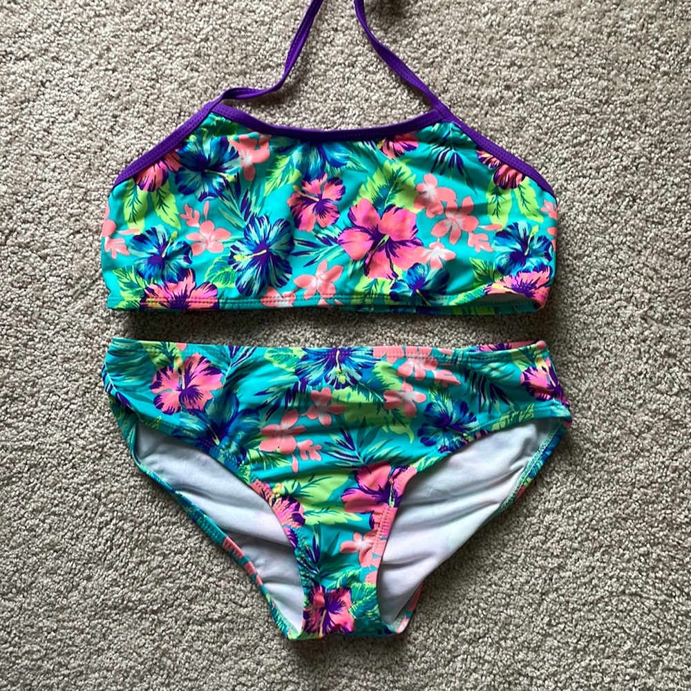 Girls Hawaiian Print Bikini Set